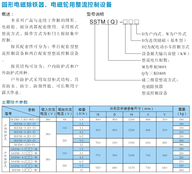 圓形電磁除鐵、電磁輪用整流控制設(shè)備